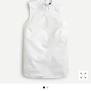 J Crew White poplin ruffle neck shirt